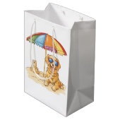 Golden Retriever Beach Dog Mittlere Geschenktüte (Rückseite Schrägansicht)