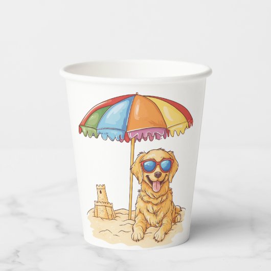 Golden Retriever Beach Dog Pappbecher (Rückseite)