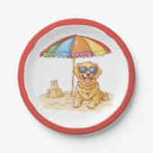 Golden Retriever Beach Dog Pappteller (Vorderseite)