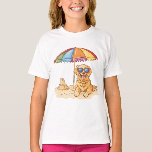Golden Retriever Beach Dog T-Shirt (Vorderseite)