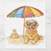 Golden Retriever Beach Dog Weinetikett (Einzelnes Label)