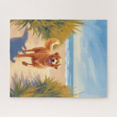 Golden Retriever Beach Path | Ocean Dog Pet Puzzle (Horizontal)