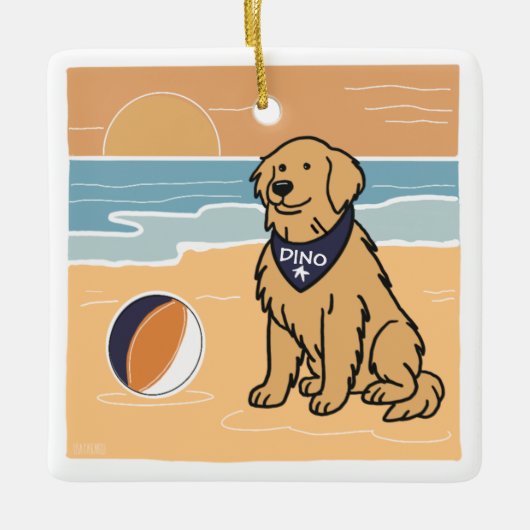 Golden Retriever Beach Weihnachtsschmuck (Vorderseite)