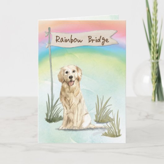 Golden Retriever Beileid über Regenbogenbrücke Karte (Vorderseite)