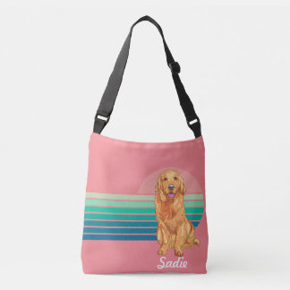 Golden Retriever Benutzerdefinierter Name Retro-St Tragetaschen Mit Langen Trägern