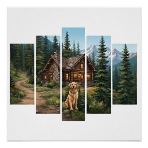 Golden Retriever Berghütte Poster