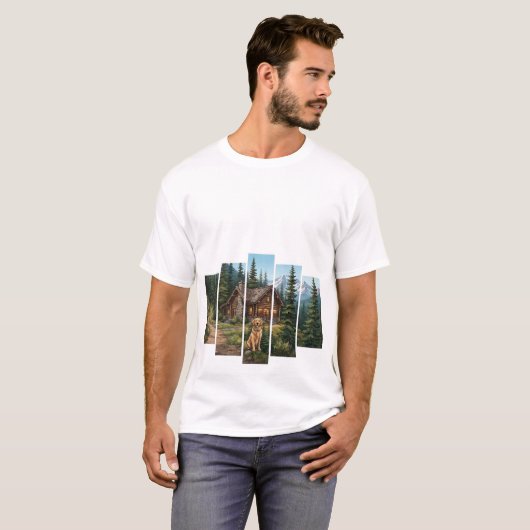 Golden Retriever Berghütte T-Shirt (Vorne ganz)