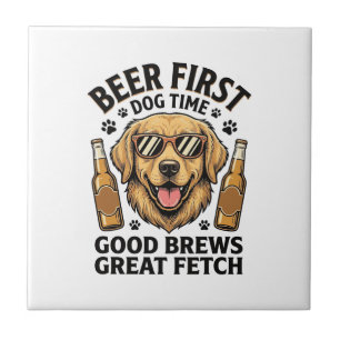 Golden Retriever Bier-Shirt Lustiger Hunde-Liebhab Fliese