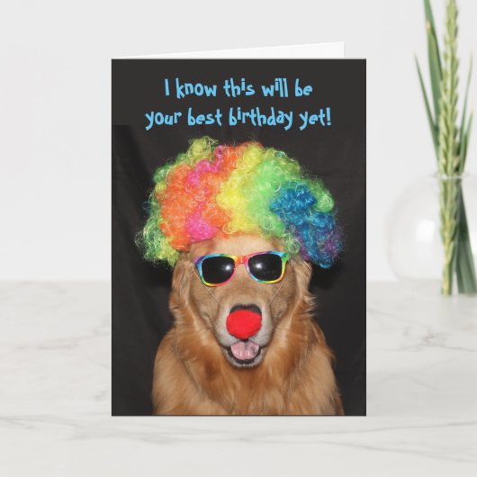 Golden Retriever Birthday Clownin' Around Karte (Vorderseite)