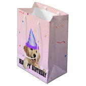 Golden Retriever Birthday Confetti Mittlere Geschenktüte (Vorderseite Schrägansicht)