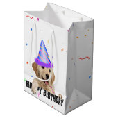 Golden Retriever Birthday Confetti Mittlere Geschenktüte (Vorderseite Schrägansicht)
