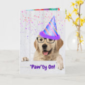 Golden Retriever Birthday Party Dog Karte (Gelbe Blume)