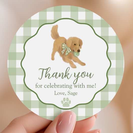 Golden Retriever Birthday Party Favor Thank You Runder Aufkleber