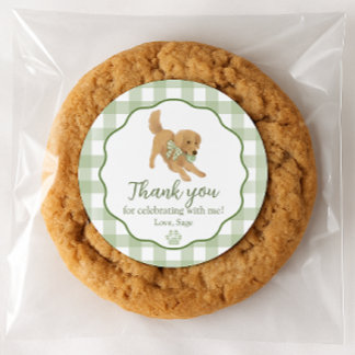 Golden Retriever Birthday Party Favor Thank You Runder Aufkleber