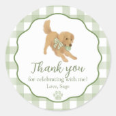 Golden Retriever Birthday Party Favor Thank You Runder Aufkleber (Vorderseite)