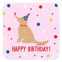 Golden Retriever Birthday Rosa Hintergrundblasen