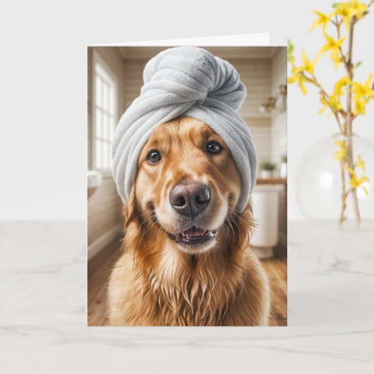 Golden Retriever Birthday Selbstversorgung Karte (Gelbe Blume)