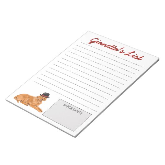 Golden Retriever Black Hat Dog List Notizblock (angewinkelt)