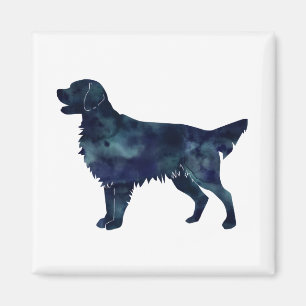 Golden Retriever Black Watercolor Silhouette Magnet