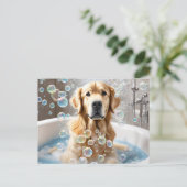 Golden Retriever Blase Bath Postkarte (Stehend Vorderseite)