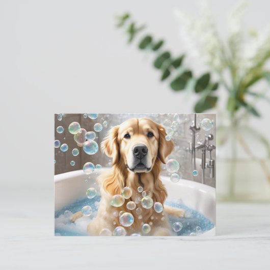 Golden Retriever Blase Bath Postkarte (Stehend Vorderseite)