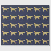 Golden Retriever | Blaue Goldmedaille für Glitzer Geschenkpapier (Flach)