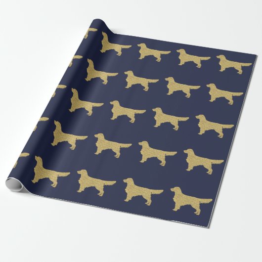 Golden Retriever | Blaue Goldmedaille für Glitzer Geschenkpapier (Ungerollt)