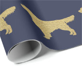 Golden Retriever | Blaue Goldmedaille für Glitzer Geschenkpapier (Rolleneckpunkt)