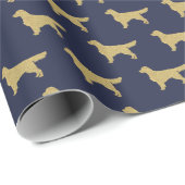 Golden Retriever | Blaue Goldmedaille für Glitzer Geschenkpapier (Rolleneckpunkt)