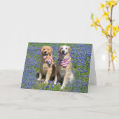 Golden Retriever Blue Bonnet Card Karte (Gelbe Blume)