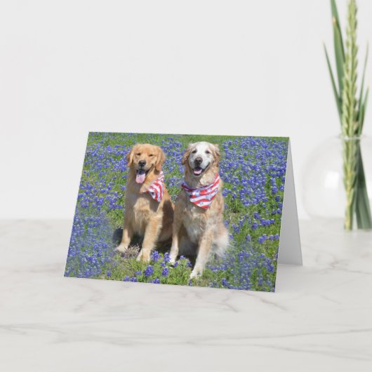 Golden Retriever Blue Bonnet Card Karte (Vorderseite)