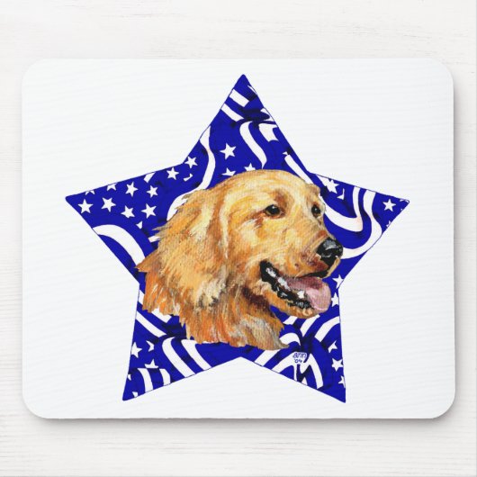 Golden Retriever Blue Star Mousepad (Vorne)