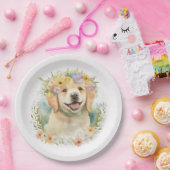 Golden Retriever, Blues Laurel Wreath Pappteller (Party)