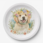 Golden Retriever, Blues Laurel Wreath Pappteller (Vorderseite)