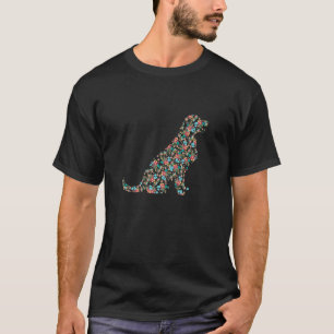 Golden Retriever Blume Floral Franzose Hund Silhou T-Shirt