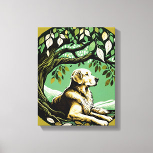 Golden Retriever Blume Garden Leinwanddruck