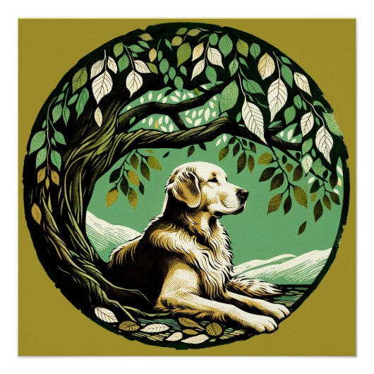 Golden Retriever Blume Garden Poster (Vorderseite)