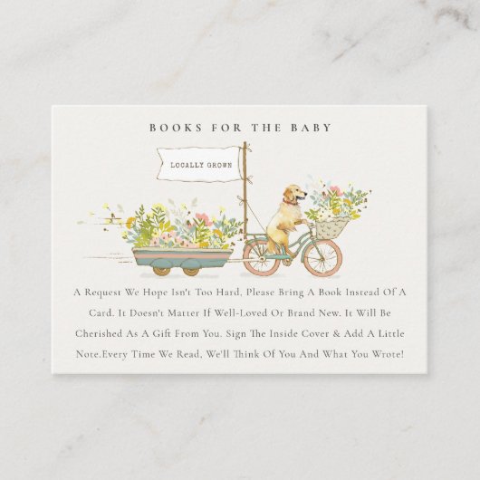 Golden Retriever Blumenbücher für Babydusche Begleitkarte (Vorderseite)