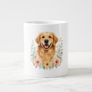 Golden Retriever Blumengestalteter Kaffeebecher Jumbo-Tasse