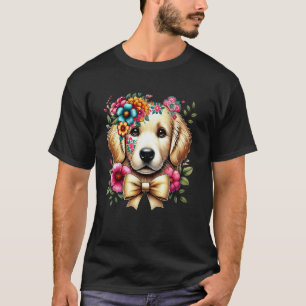 Golden Retriever Blumengrafiken Süßer Hund Besitze T-Shirt