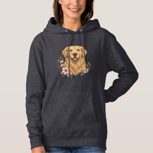 Golden Retriever Blumenvintage Gravur Design_1 Hoodie