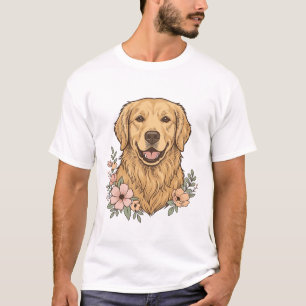Golden Retriever Blumenvintage-Prägedesign_1 T-Shirt