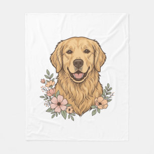 Golden Retriever Blumenvintage-Prägungsdesign_1 Fleecedecke