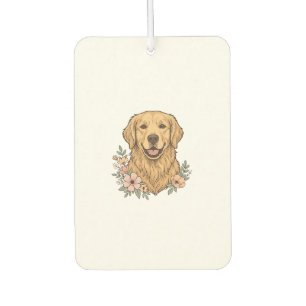 Golden Retriever Blumenvintage-Stichdesign_1 Autolufterfrischer