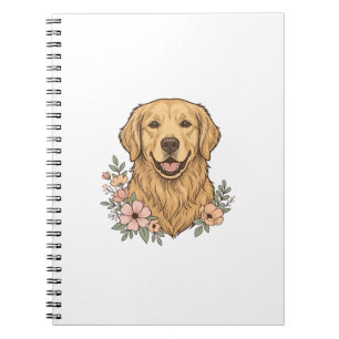Golden Retriever Blumenvintage-Stichdesign_1 Notizblock