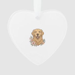 Golden Retriever Blumenvintage-Stichdesign_1 Ornament
