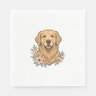 Golden Retriever Blumenvintage-Stichdesign_1 Serviette