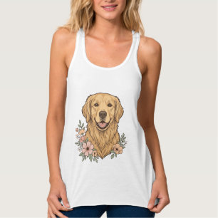 Golden Retriever Blumenvintage-Stichdesign_1 Tank Top