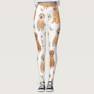 Golden Retriever Blumiges Muster Süßer Hund & Wi Leggings