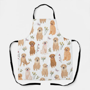 Golden Retriever Blumiges Muster Süßer Hund & Wi Schürze